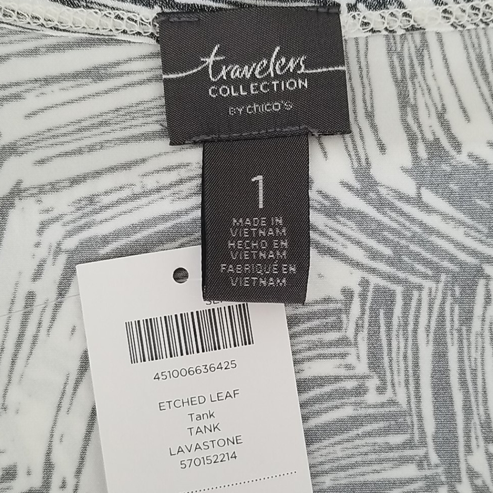 Chico's Travelers Classic Etched Leaf Tank M - Picture 8 of 12